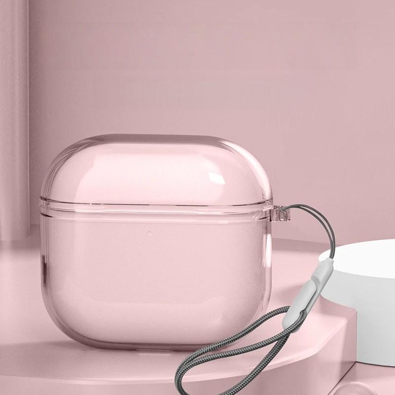 Case for AirPods 4th Generation Shockproof Earbuds Full Protective Cover with Carabiner Lanyard for AirPods 4 Case-Crystal Clear