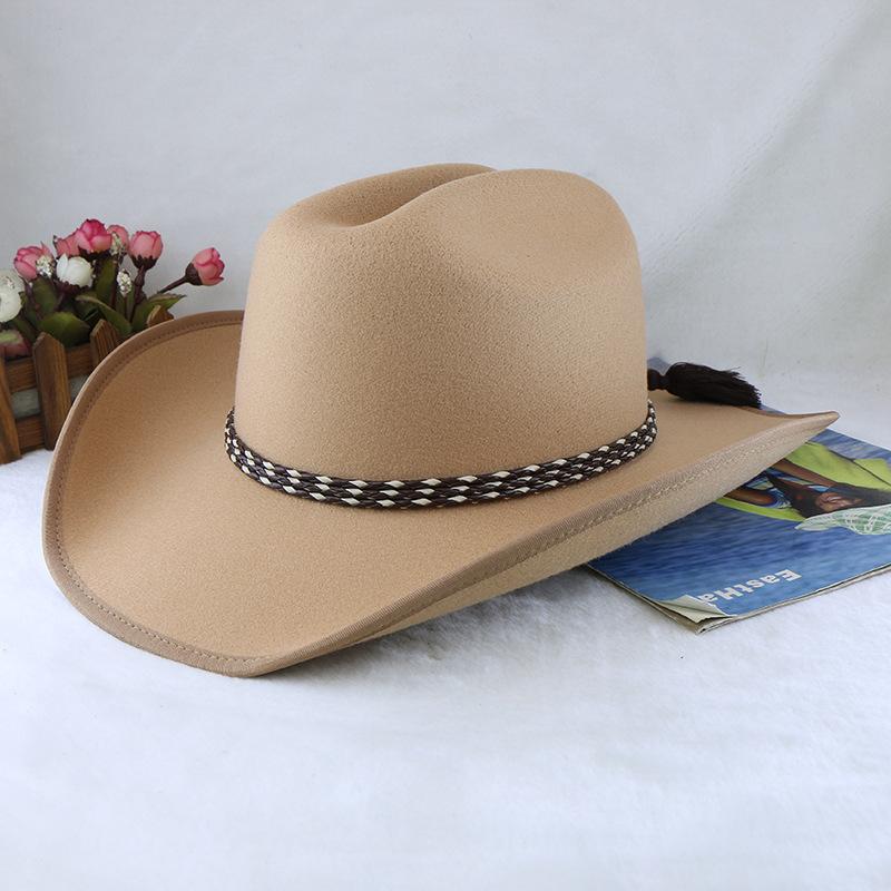 Hot-selling Autumn and Winter Men's and Women's Knight Hats Felt Imitation Wool Hump Adjustable Western Cowboy Hats