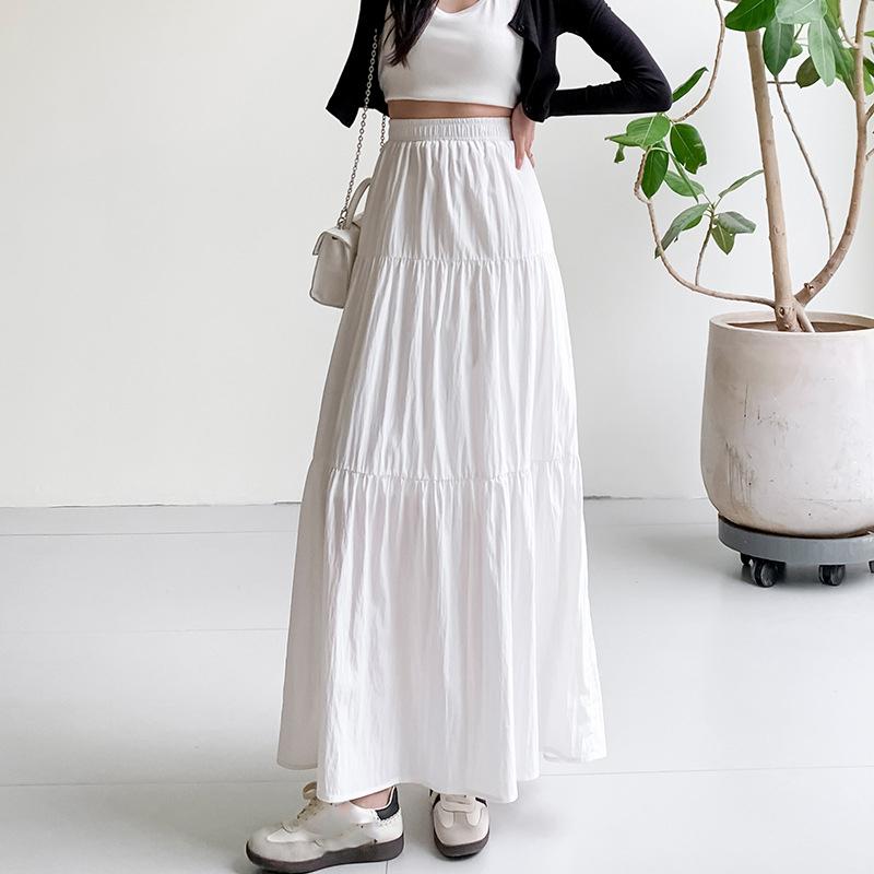 Women's Summer Fashion High Waist Skirt Thin A Line Skirt Pleated Skirt