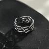 Adjustable Open Ring Men Women Minimalist Geometric Double Band Wave Design Plated Retro Chic Jewelry