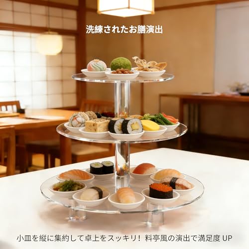 EffiQ-Rate Acrylic Cake Stand, 3-Tier, Afternoon Tea Stand, Figure Base, Display, Storage, Transparent, Birthday Party, Cupcakes, Sweets, Macarons, De