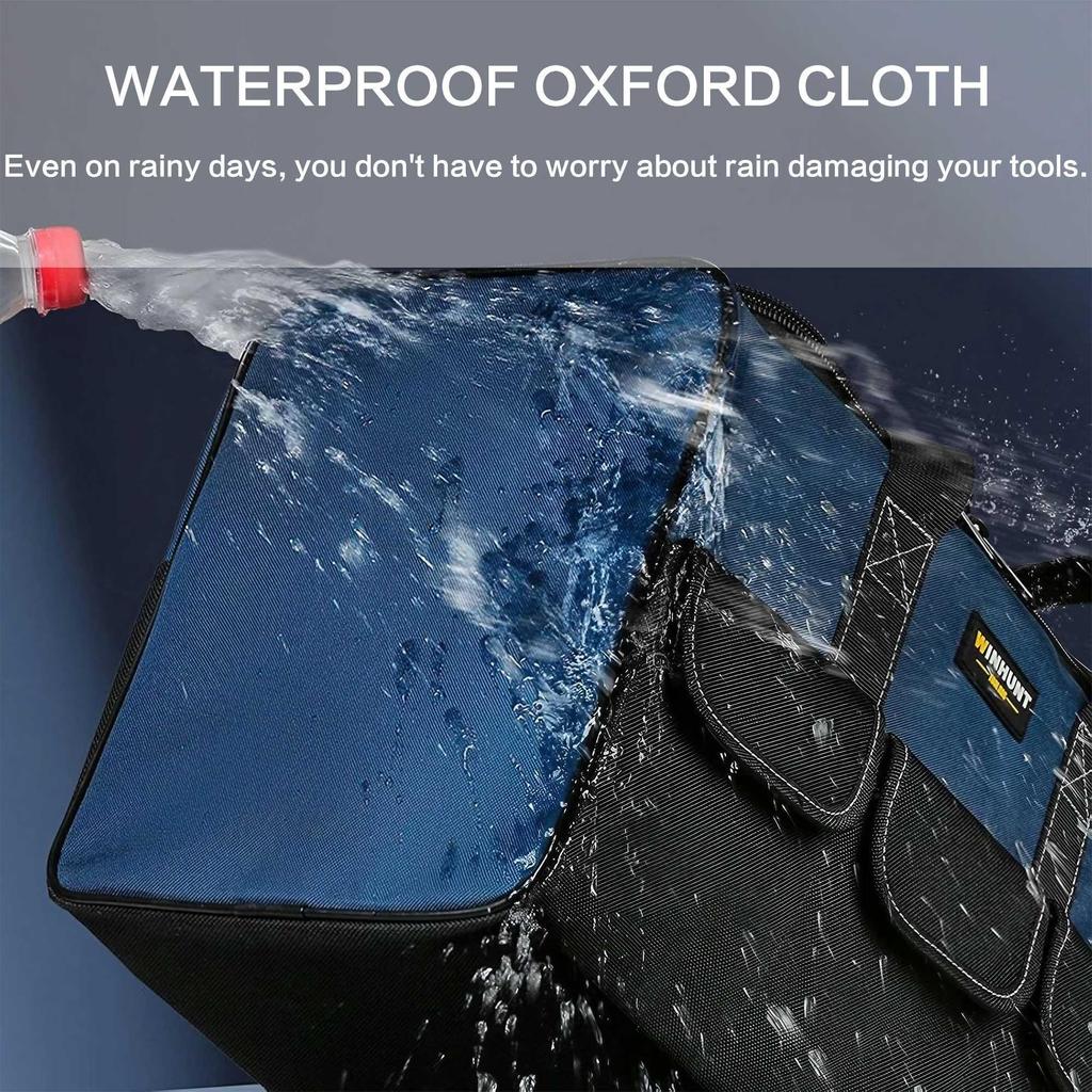 Mouth Heavy Duty Tool Bag with Reinforced Bottom Multi Compartment Storage Large Capacity Organizer for Construction Site Tools