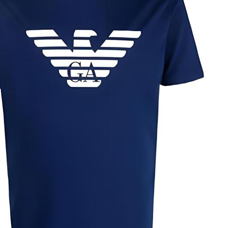 Emporio Armani Letter Print Crew Neck Straight Fit Short Sleeve T-Shirt Men tops Blue 8N1TN5-1JPZZ