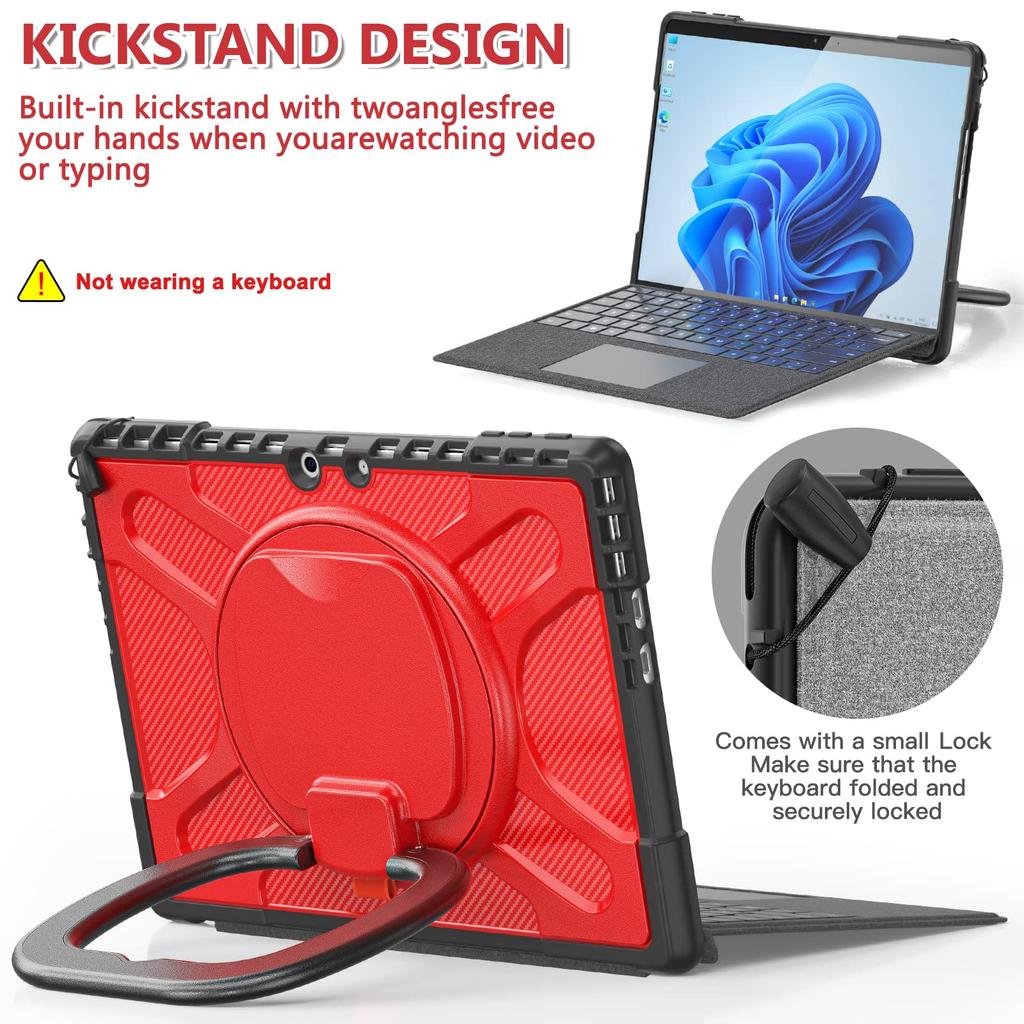 Surface Go Rotating Microsoft Surface Go Go Go Go Stylish Protective Case for Surface Go Hand Strong Impact Red Go4, Go3, Go2, Case, Shockproof, 360°