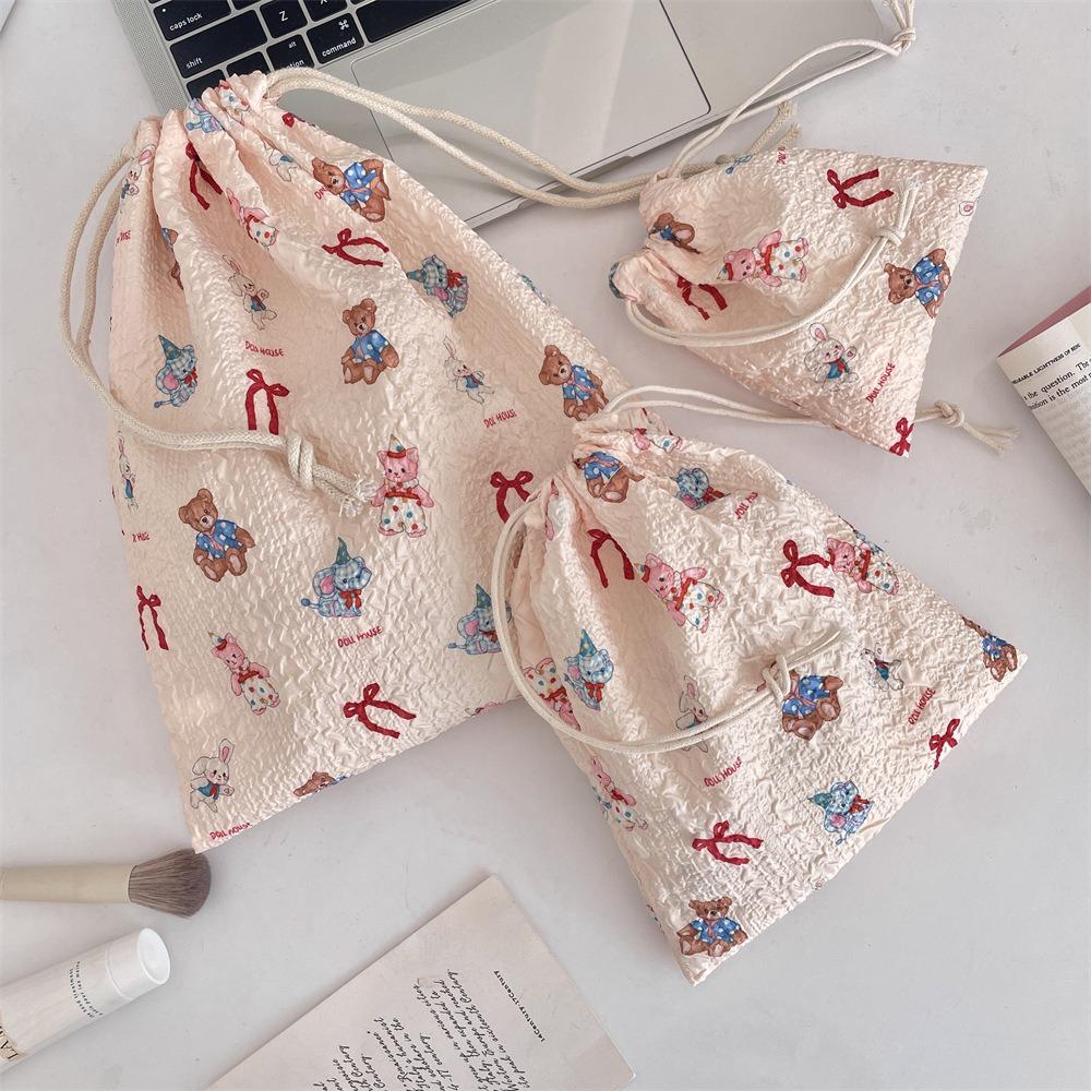 3Pcs/set Printing Drawstring Storage Bag Large Capacity Small Item Pouch Women