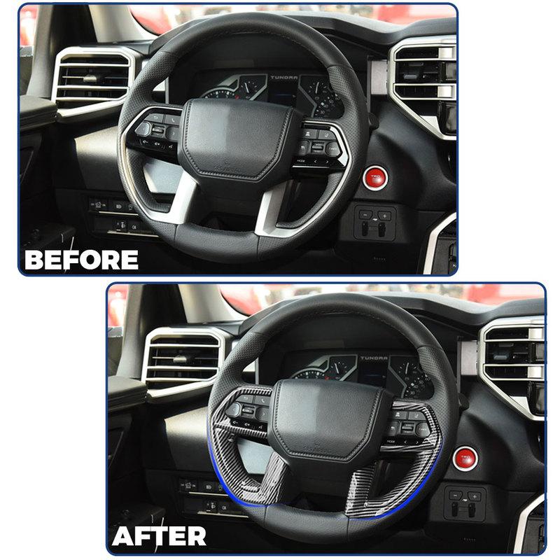 ABS Interior Steering Wheel Trim Cover Accessories Stickers For Toyota Tundra Sequoia   W4