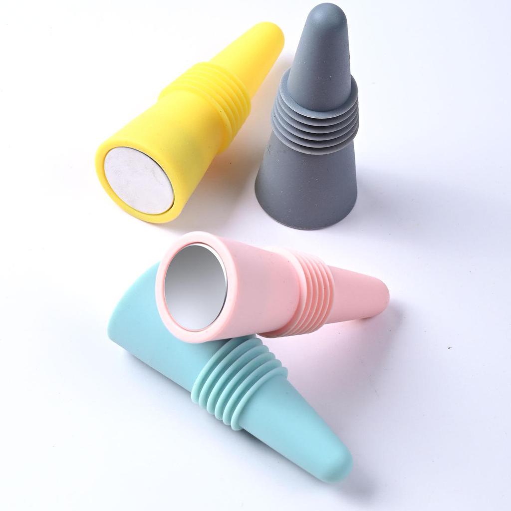 Colorful Silicone Wine Stopper Set - 4-Piece Vacuum & Fresh-Keeping Bottle Sealers