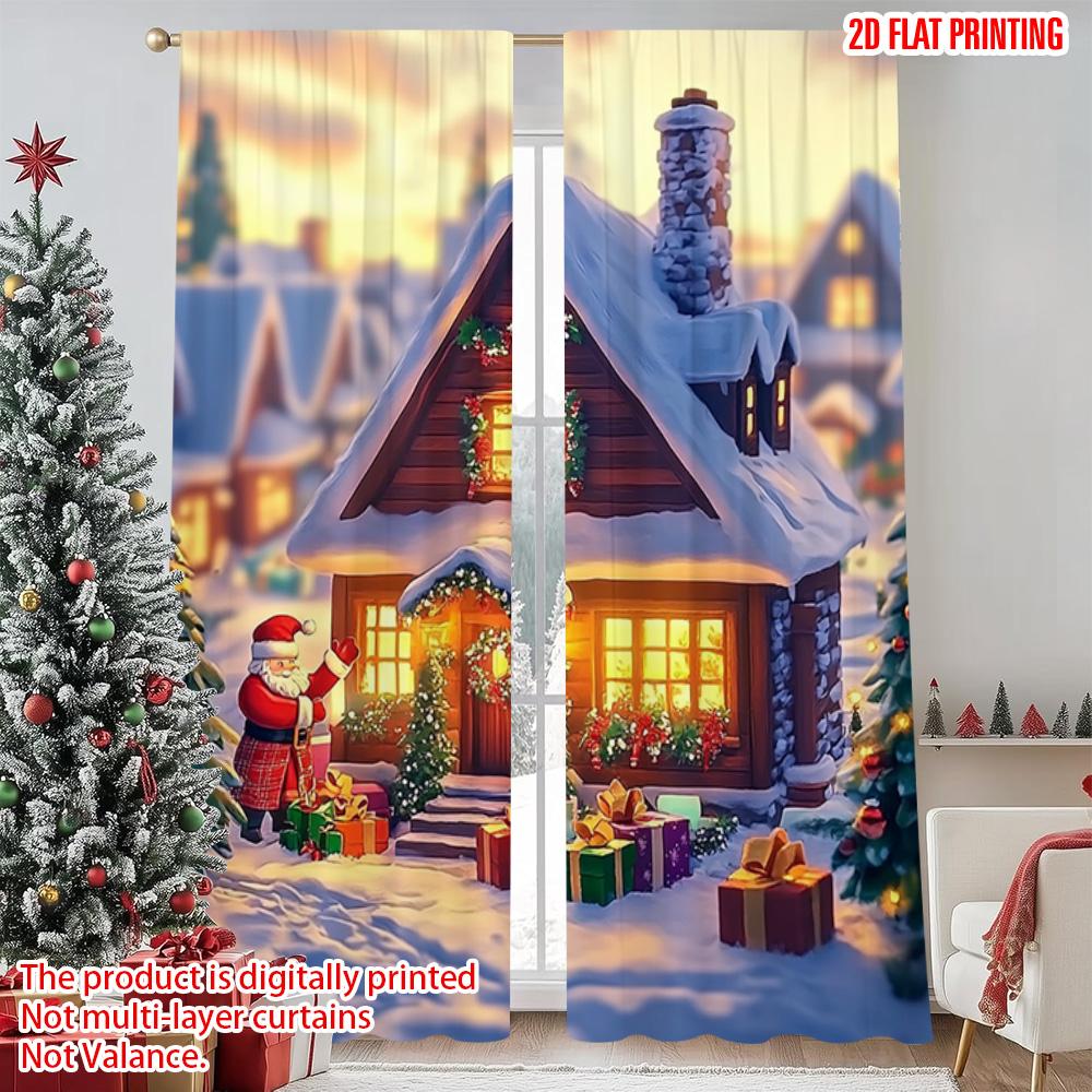 

2 шт. 2D плоская печать Рождественская занавеска дизайн рождественской елки Универсальный Прочный Полиэстер Без электричества Праздничный 52.50×116.00 CM 2pcs