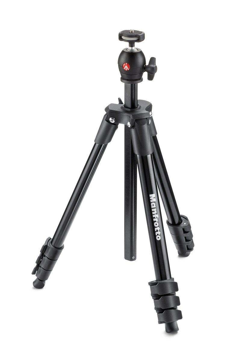 

Manfrotto Compact Light Photo Kit Aluminum 4 Black Tripod, Sections, (MKCOMPACTLT-BK) чёрный