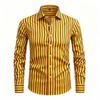 Men's Long Sleeved Shirt, Simple Men's Vertical Stripe Printed Long Sleeved Shirt, Vertical Line Lapel Shirt, European and Ameri
