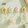Quiet Hanging Hook Suction Cup Bright Petal Design Strong Hold No Drill Wall Washable Multipurpose for Bathroom Kitchen Towel Coat Dorm Room