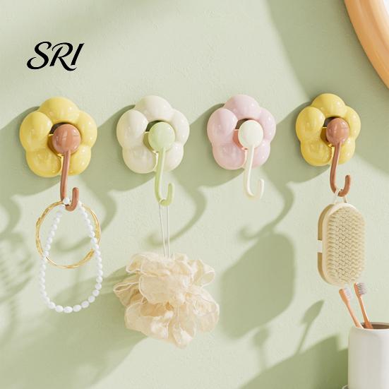 Quiet Hanging Hook Suction Cup Bright Petal Design Strong Hold No Drill Wall Washable Multipurpose for Bathroom Kitchen Towel Coat Dorm Room