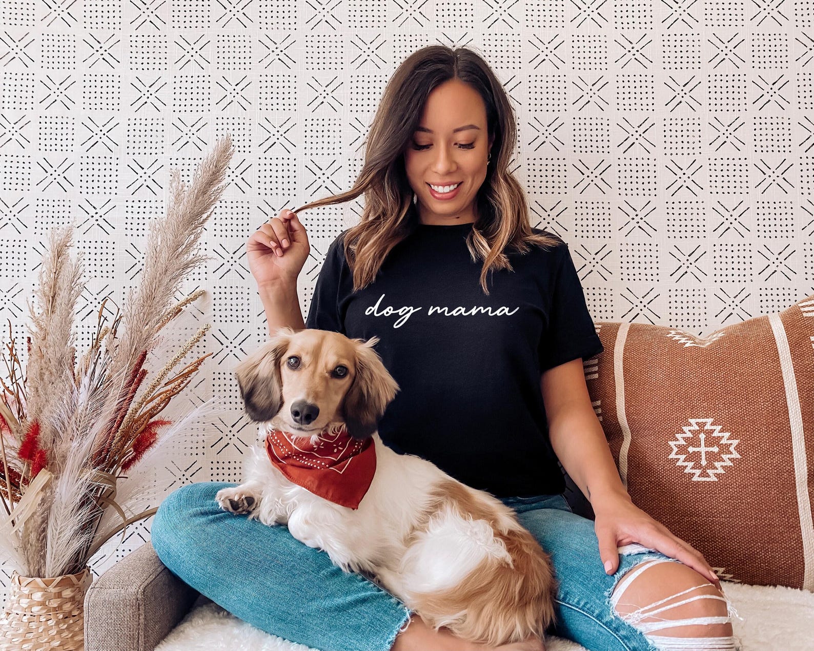Dog Mama Shirt, Script Typography Tee, Dog Lover Gift (Unisex Sizing) S