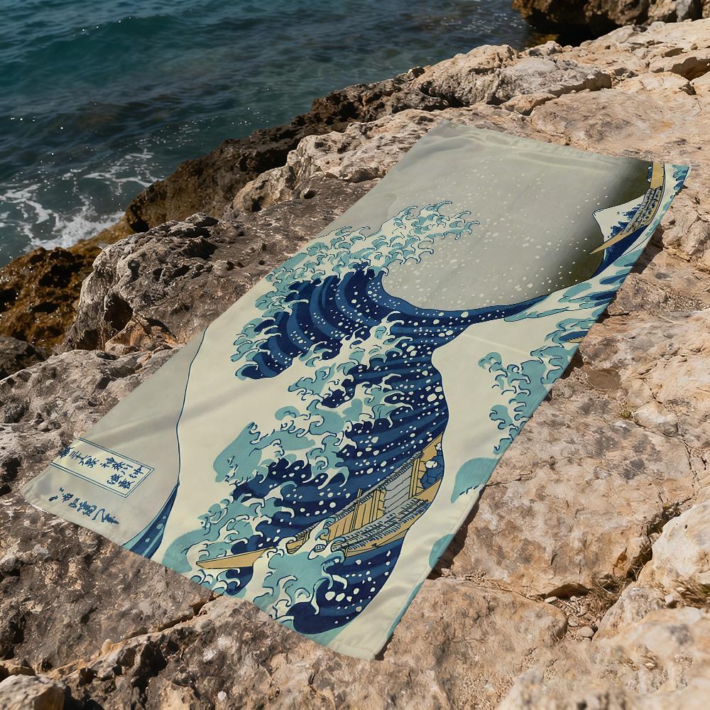 K-katsushika Art Towel Gift For Travel Gym Sauna Travel Spa Shower Camping Quick Dry Sports H-hokusai-i Beach Towels Soft Pool