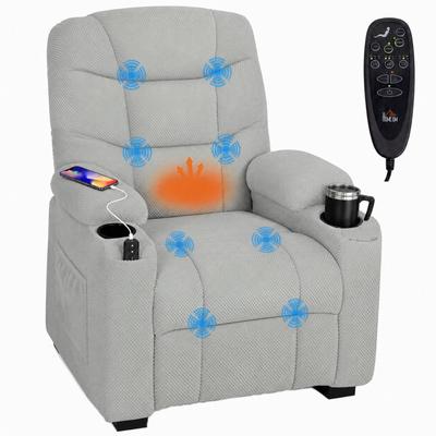 Electric Recliner with Massage & Heat, Quiet Motor and Memory Function, Gray