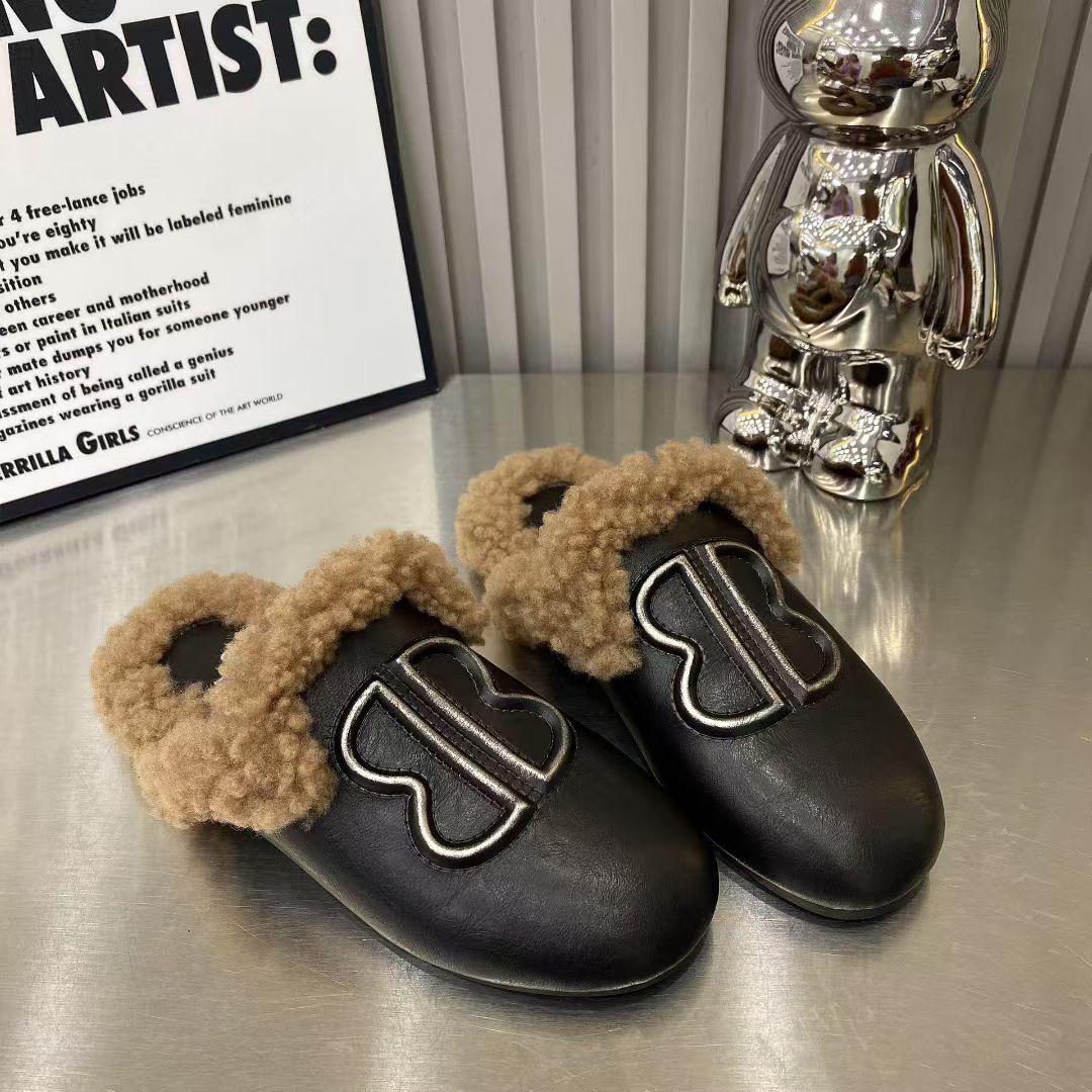 

Мао Мао сумка голова полутапочки женские осенне-зимние 2025 новые толстый каблук высокий каблук модные ленивые мюли хлопковые тапочки 40 чёрный