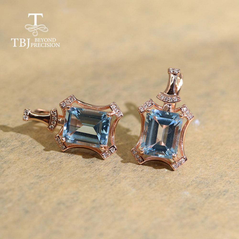Nový přírůstek ! Zapínání na přírodní drahokam Náušnice Sky Blue Topaz 925 Sterling Silver jemné šperky pro ženu jako dárek k výročí