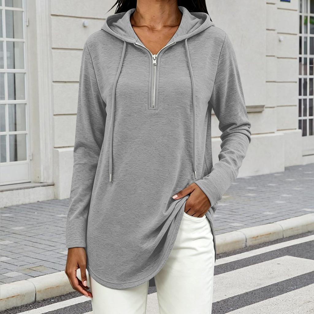 Women's Color Hooded Long Sleeve Pullover Casual Sweatshirt for Everyday Wear