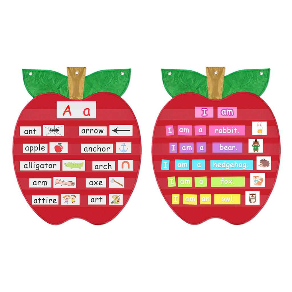 Kids English Phonics Learning Pocket Chart Apples Theme Essential For Early English Education, Boosts Literacy. Classroom