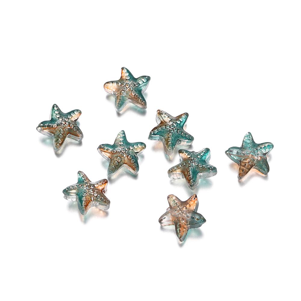 10/20Pcs/Lot 15*15.5mm Glass Starfish Shape Charm Small Loose Beads for DIY Jewelry Making Earrings Bracelet Wholesale