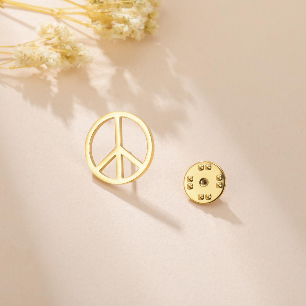 Teamer Peace Symbol Brooch For Men Women Stainless Steel Suit Badge Lapel Pin Pacifism Against War Accessories Gift