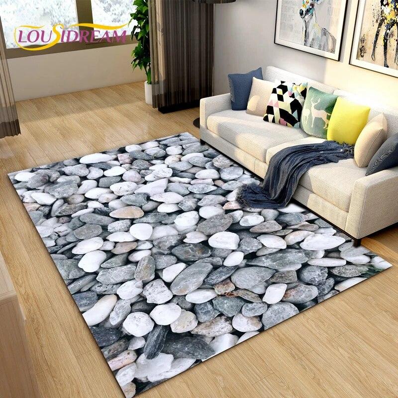 3D Color Cobblestone Stone Area Rug,Carpet Rug for Living Room BedRoom Decoration,Kitchen Doormat Bathroom Anti-slip Floor Mat