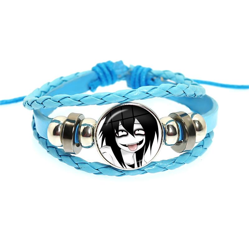 Fashion Accessory Gift For Kids Hot Creepypasta CREEPY PASTA TICCI TOBY Bracelet Glass Leather Bangle JEFF THE KILLER
