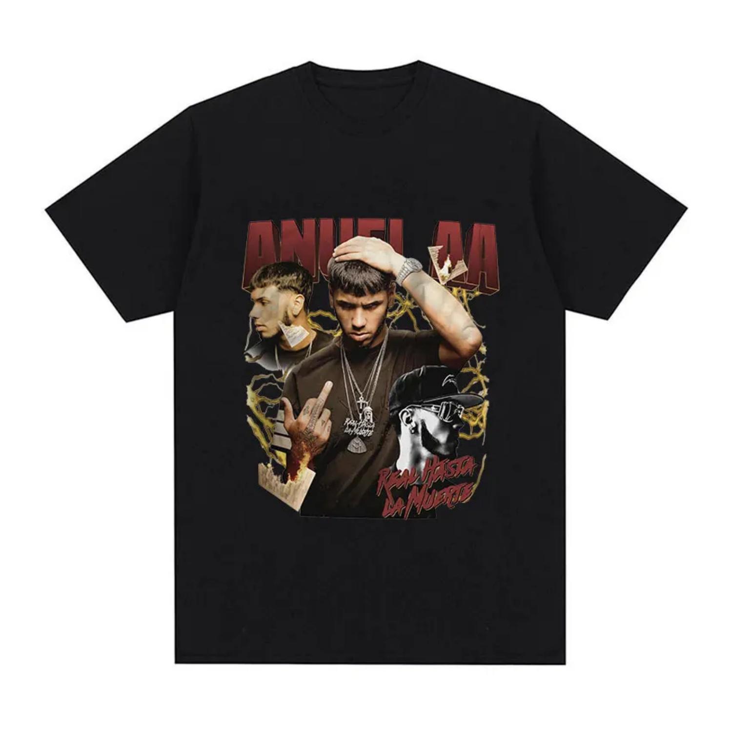 

Rapper Anuel Aa Tour New T Shirt Men s Cool Hip Hop Vintage Gothic T-shirt Men 100% Cotton Oversized T-shirts Streetwear S чёрный