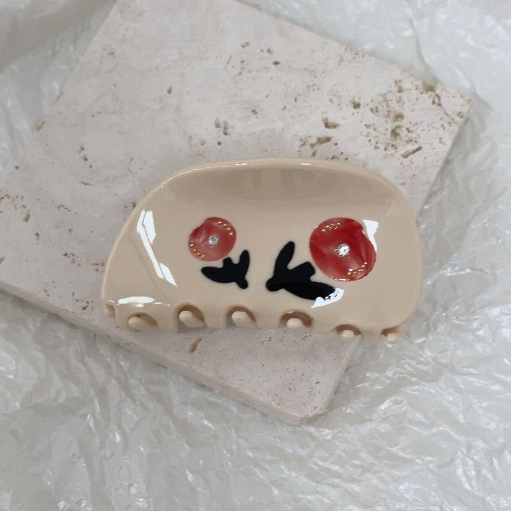 Hairpin Acetic Acid Shark Clip Rhinestone Back Head Hair Grab Cute Rose Flower Hair Claw Travel