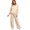 Women's Lined Drop Shoulder Top and Wide Leg Pants 2 Piece Set Color Loose Fit Casual Fall Winter Outfit