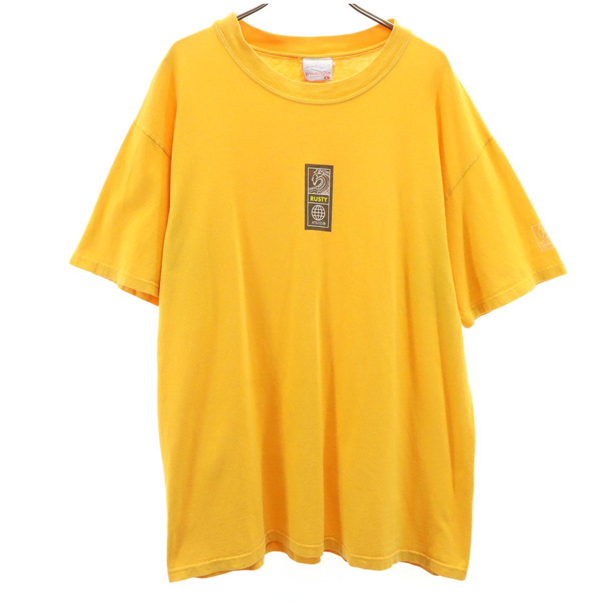 

RUSTY 90-х 00-х Старая футболка с коротким рукавом L Желтая Мужская Б/У