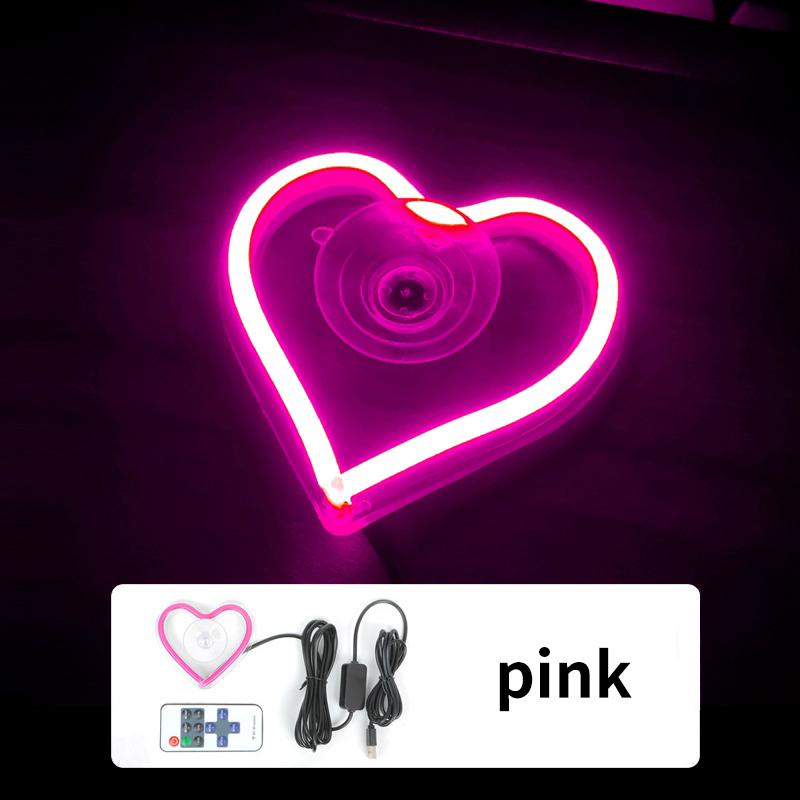 Car LED Window Lights Interior Decoration Lights Glowing Heart Atmosphere Lights USB Wiring Car Modification Neon Car Decoration