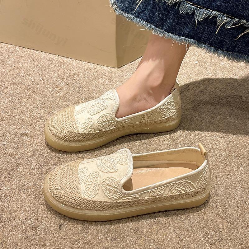 Women Casual Shoes 2026 Autumn Comfortable Anti Slip Outdoor Walking Shoes Linen Woven Fashion Platform Flat Shoes Zapatos Mujer