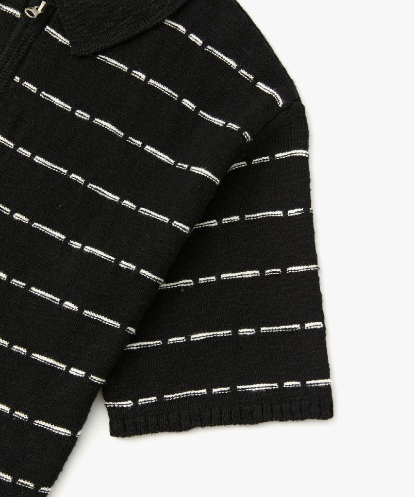 COFWI Miller Striped Knit Zip-Up Black