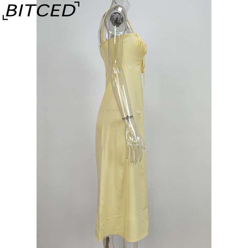 BITCED Women's Dress: Elegant Floral Print Split-Hem Fashionable Resort Strapless Dress