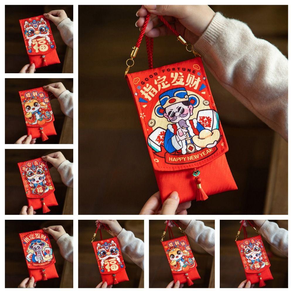 Chinese New Year 2025 Red Pocket Spring Festival Lucky Red Pockets Fabric Red Envelop  New Year