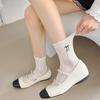 Summer Women's Bow Embridered Lace Ruffle Mid-Calf Socks