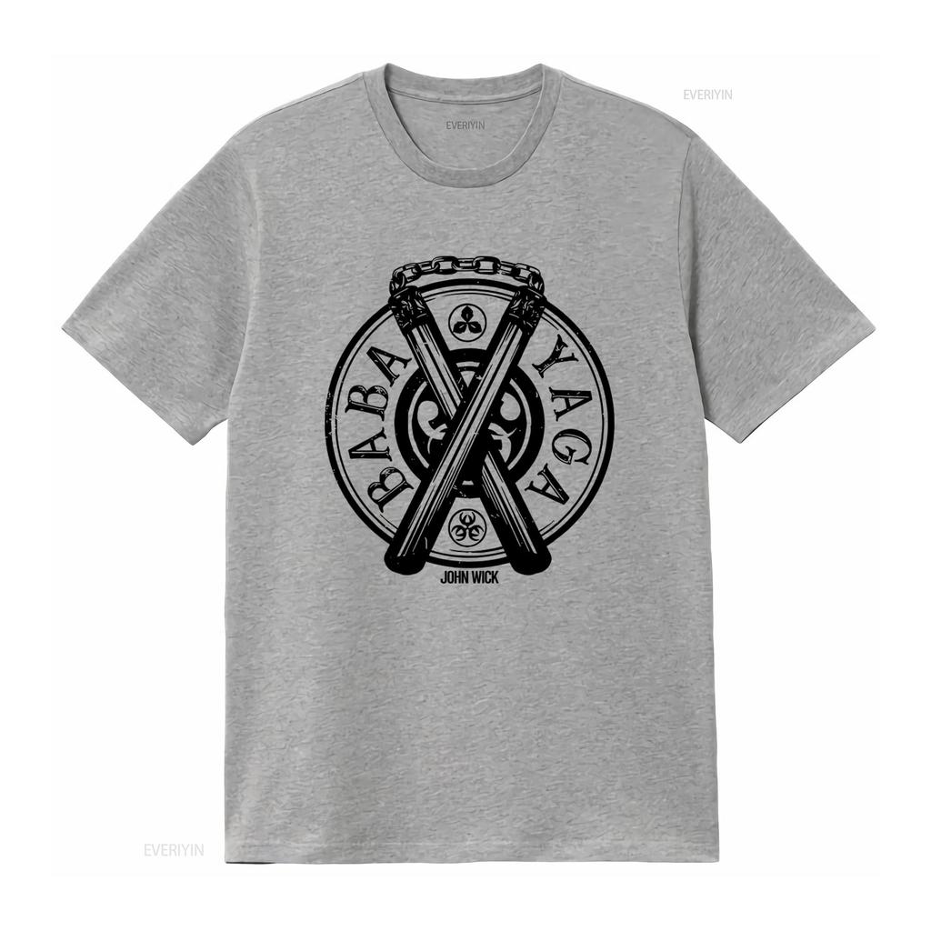 Baba Yaga Badge John Wick Print T Shirt for Men and Women High Quality Comfortable Cotton Fabric Vintage Washed Stretched
