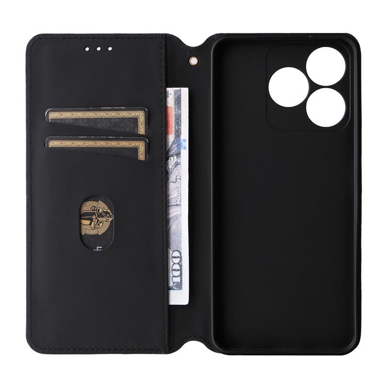 Embossed Leather Card Holder Phone Case with Magnetic Flip for Wiko T20