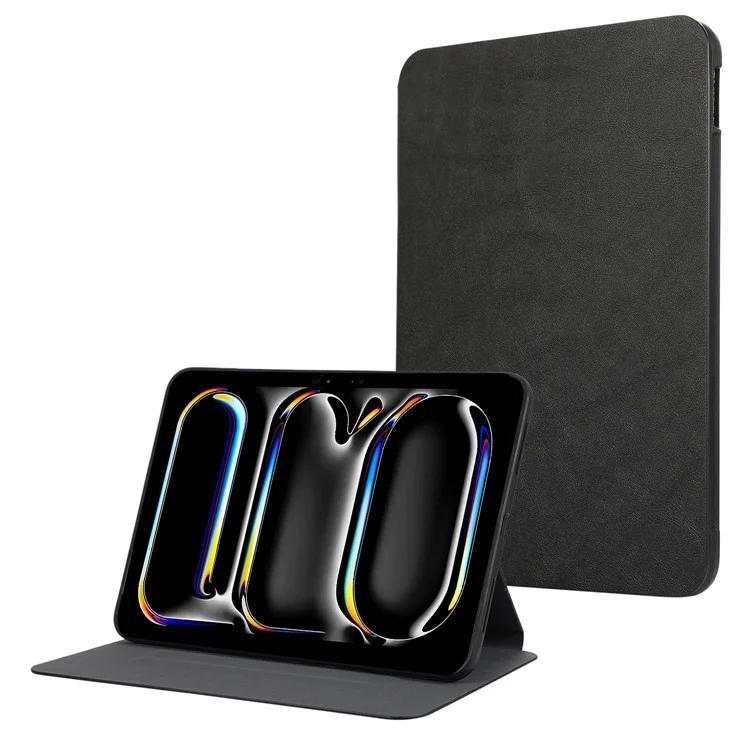 

Для iPad Про 11 (2024) Чехол складной подставка из искусственной кожи + чехол для планшета из ТПУ - черный