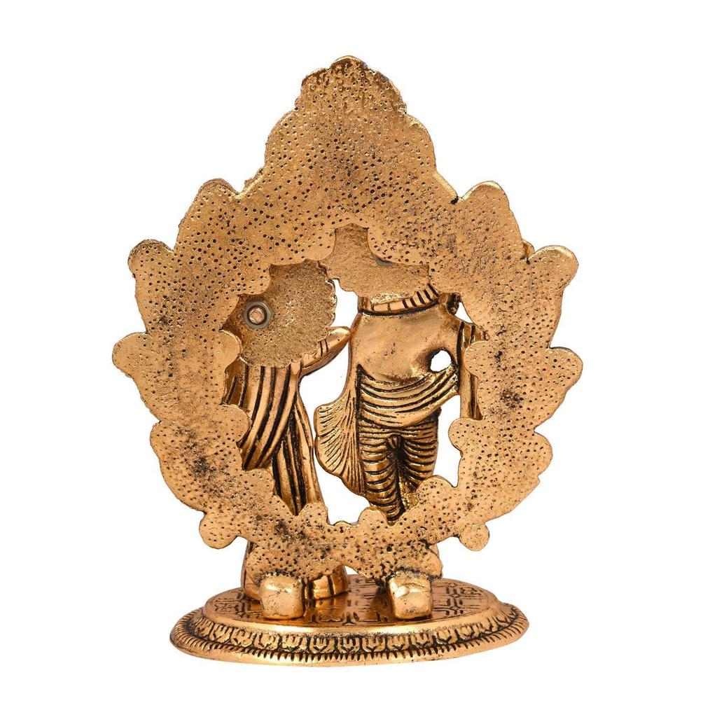 Gold Plated Metal Radha Krishna Statue - Radha Krishan Idol Showpiece Figurine for Home Office Temple Pooja Decor Gift (Set of 1)