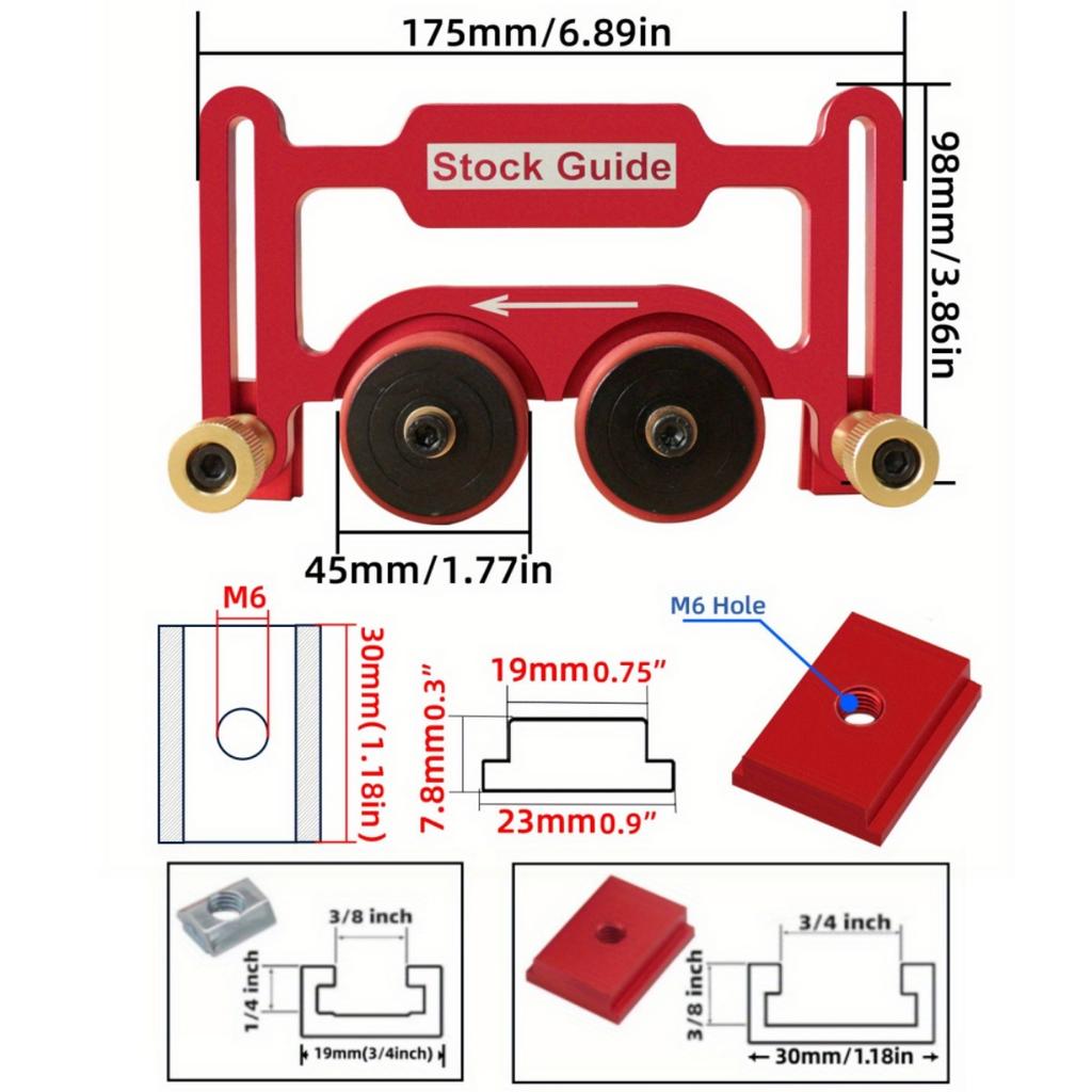 1pc Woodworking Double Bearing Roller Feather Board with Sliding Block, Table Saw Precision Guide for Woodworking DIY Projects