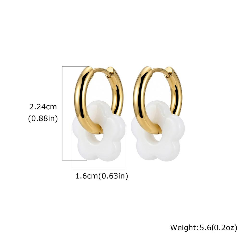 Flower Hoop Earrings for women 2-in-1 Design Detachable colorful Floral Charms 18K Gold Plated Stainless Steel Hoops