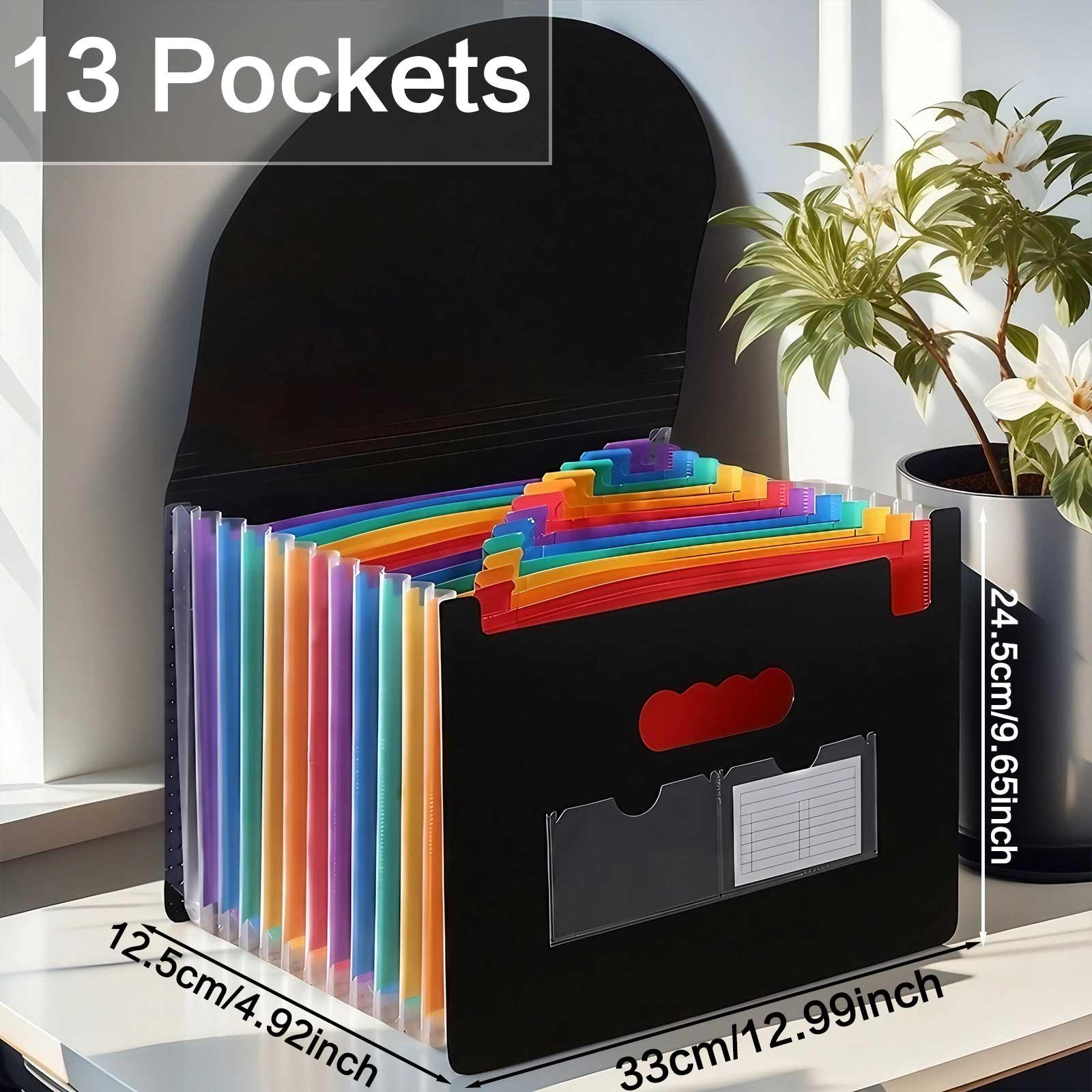 

STONEGO Сумка-акордеон 13/25 секцій, тристоронній закритий конверт з клапаном, сумка для зберігання офісних документів, міцна та водонепроникна конструкція