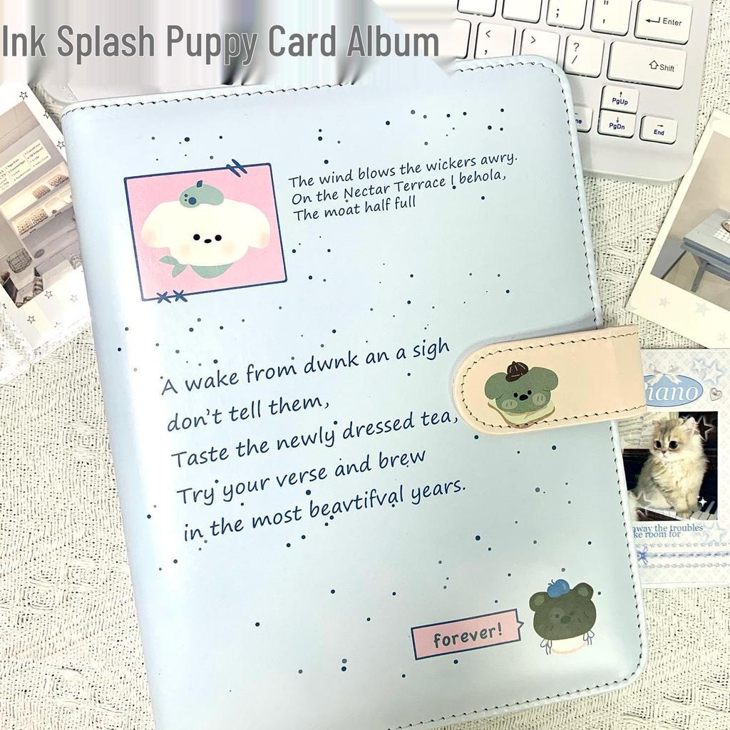 PU Leather Dog A5 Four-Grid Detachable Card & Photo Storage Album Binder