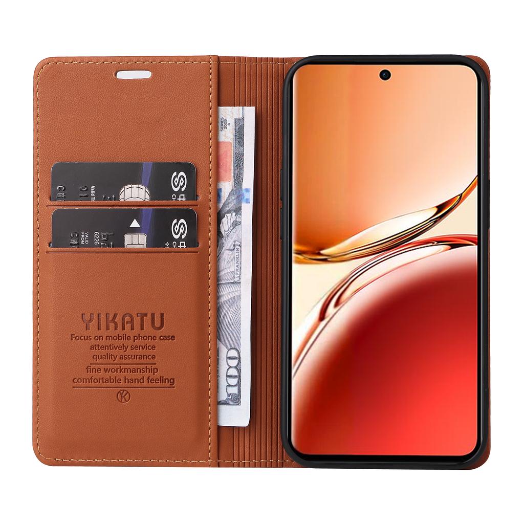 YIKATU YK-001 For Oppo Reno12 F 4G Case Wallet Leather Phone Cover Strong Magnetic Closure