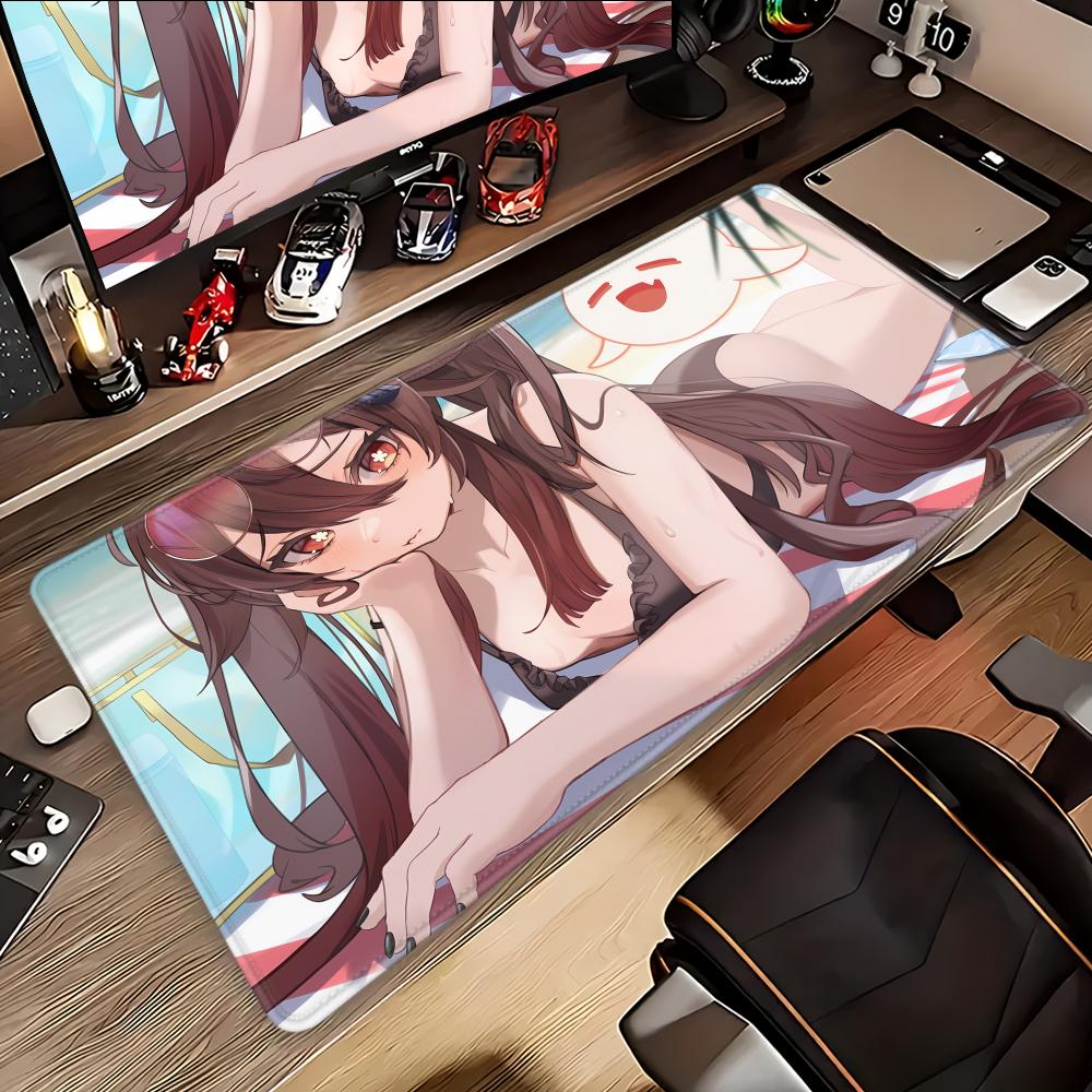 Genshin Hu Tao Animation Games fine HD patternsOffice Computer Desk Mat Table Keyboard Big Mouse Pad Laptop Non-slip Decor