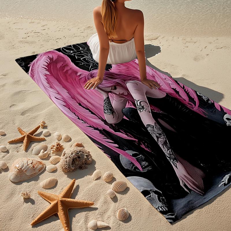 Ethereal pink Angelic skull Beach Towel, Super Soft Microfiber, Gift for Her/Him, Birthday, for Pool, Beach, Travel, Home Decor Fan gifts
