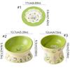 Green Cat Canned Food Bowl Rabbit Flower Pet Feeding Bowl Creative Ceramic Cat Bowl  Pet Supplies