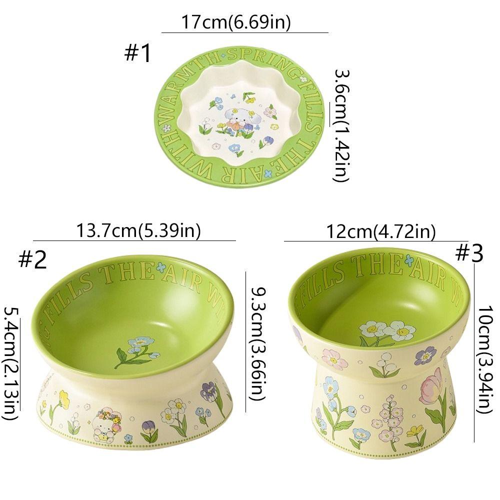 Green Cat Canned Food Bowl Rabbit Flower Pet Feeding Bowl Creative Ceramic Cat Bowl  Pet Supplies